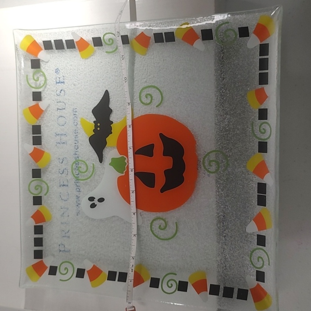 Princess House Halloween Crystal Tray Jack-o'-lantern, Bat, Ghost & Candy Corn - Picture 3 of 8